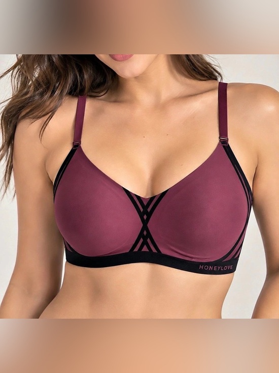 Honeylove Other - Honeylove Silhouette Bra St Purple Black Wireless Padded
Adjustable Straps